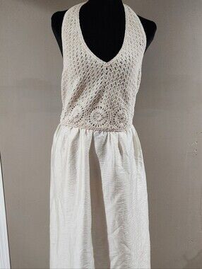 Nwt loft Crochet Halter Midi Dress cream sz 4 Crochet Halter Midi Dress
